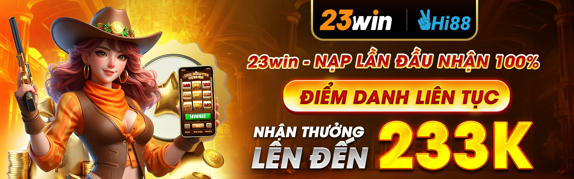 banner 23win điểm danh hàng ngày tặng 233k