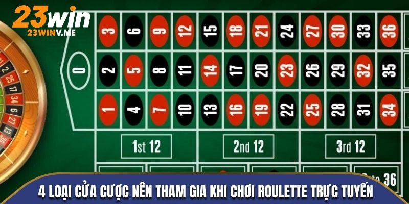 4 loại cửa cược nên tham gia khi chơi Roulette trực tuyến