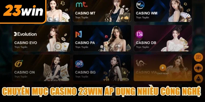 Chuyên mục casino 23Win áp dụng nhiều công nghệ hiện đại