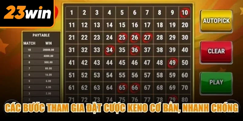 Các bước tham gia đặt cược Keno cơ bản, nhanh chóng